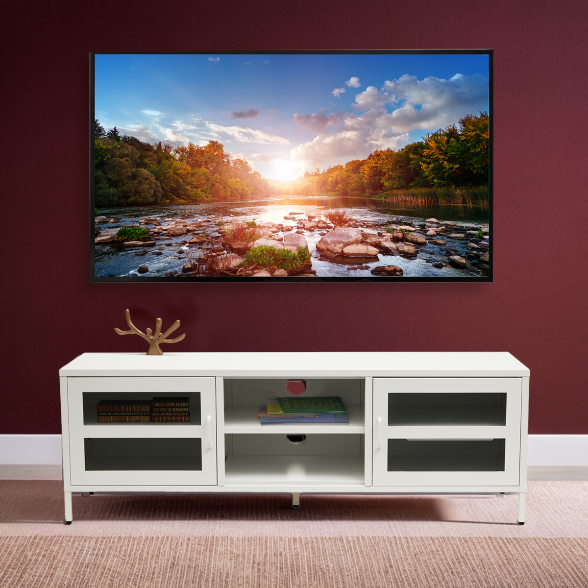 Acier Two Door White Metal Media Unit
