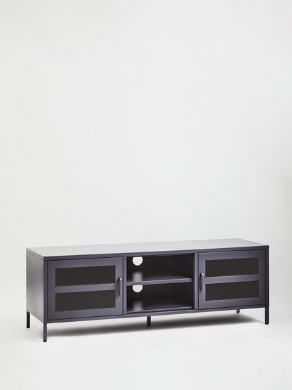 Acier Two Door Grey Metal Media Unit