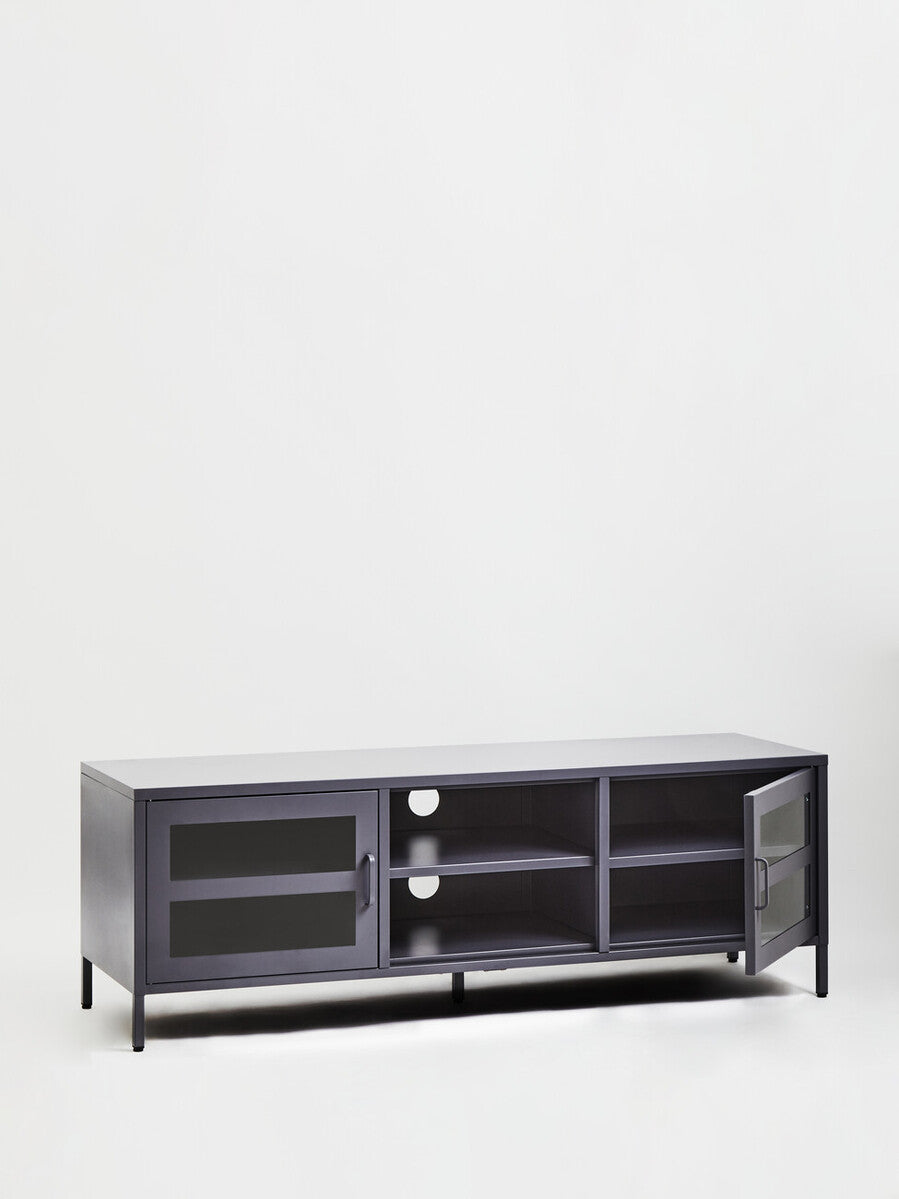 Acier Two Door Grey Metal Media Unit