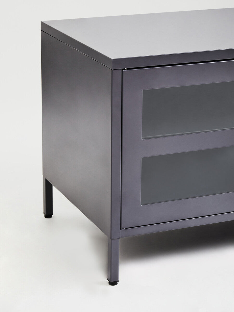 Acier Two Door Grey Metal Media Unit