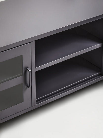 Acier Two Door Grey Metal Media Unit