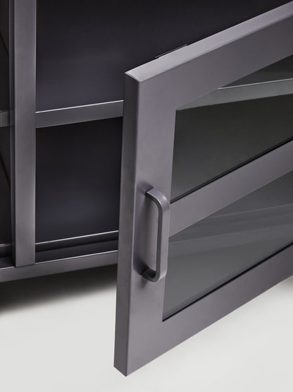 Acier Two Door Grey Metal Media Unit