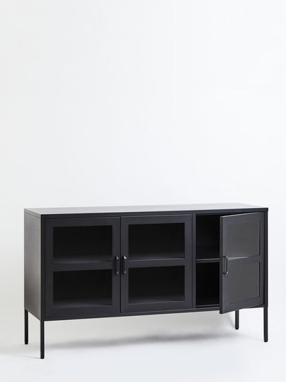 Acier Three Door Black Sideboard