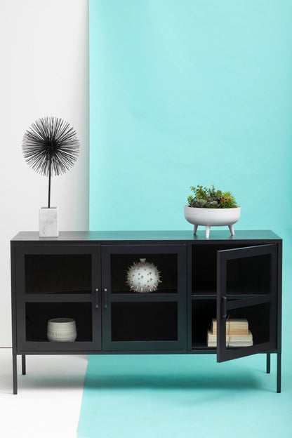Acier Three Door Black Sideboard