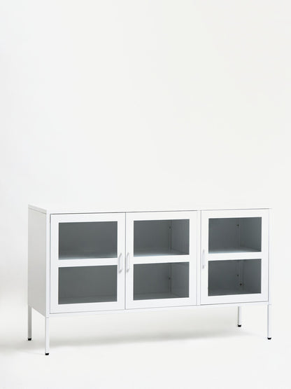 Acier Three Door White Metal Sideboard