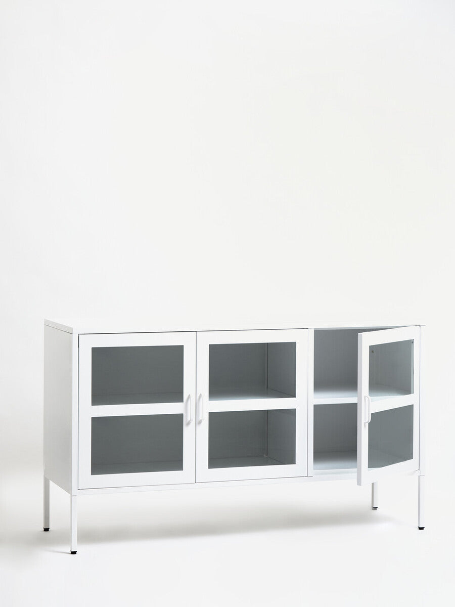 Acier Three Door White Metal Sideboard