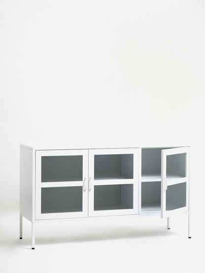 Acier Three Door White Metal Sideboard