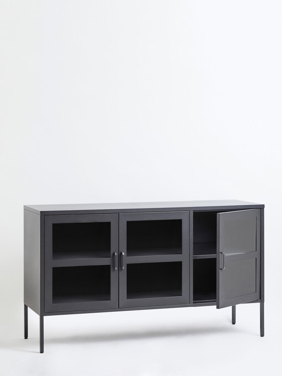 Acier Three Door Grey Metal Sideboard