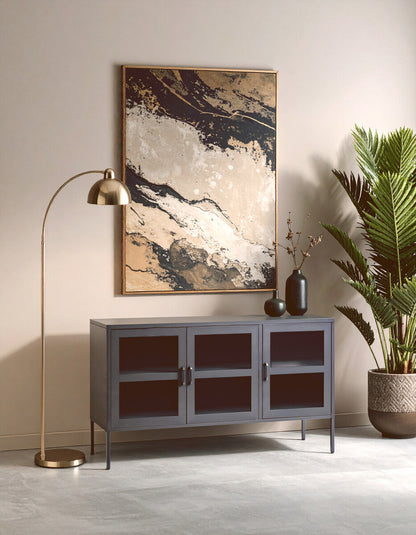 Acier Three Door Grey Metal Sideboard