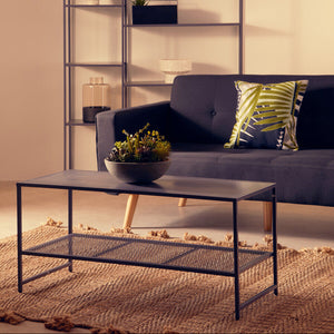 Acero Grey Metal Coffee Table with Mesh Shelf