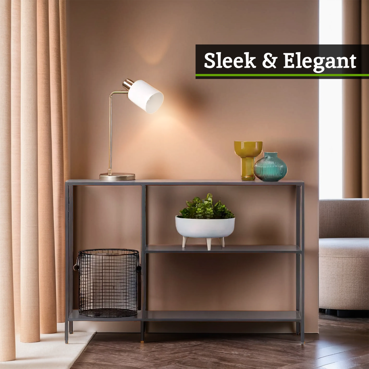 Acero Grey Metal Console Table