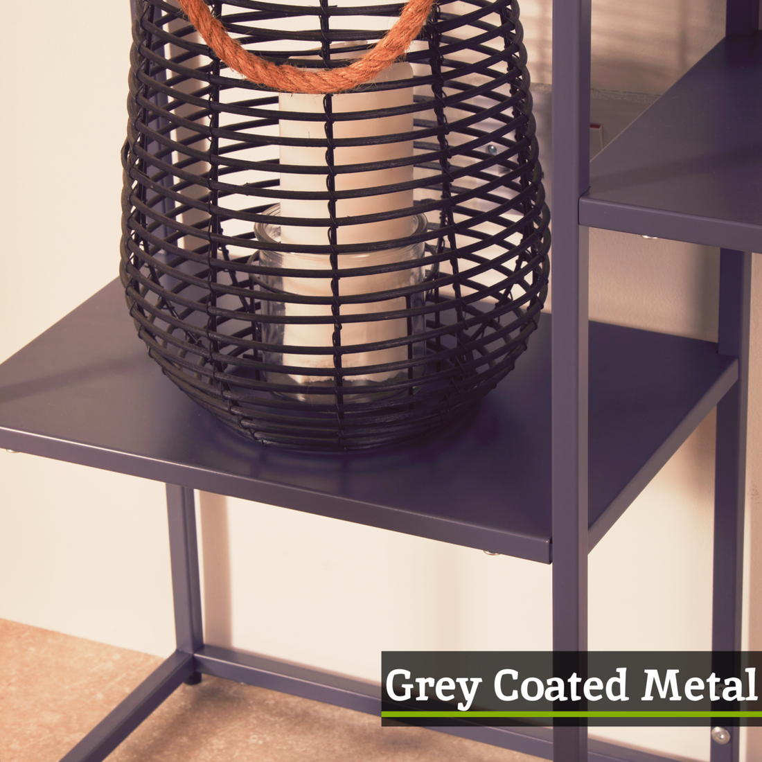 Acero Grey Metal Three Tier Shelf Unit