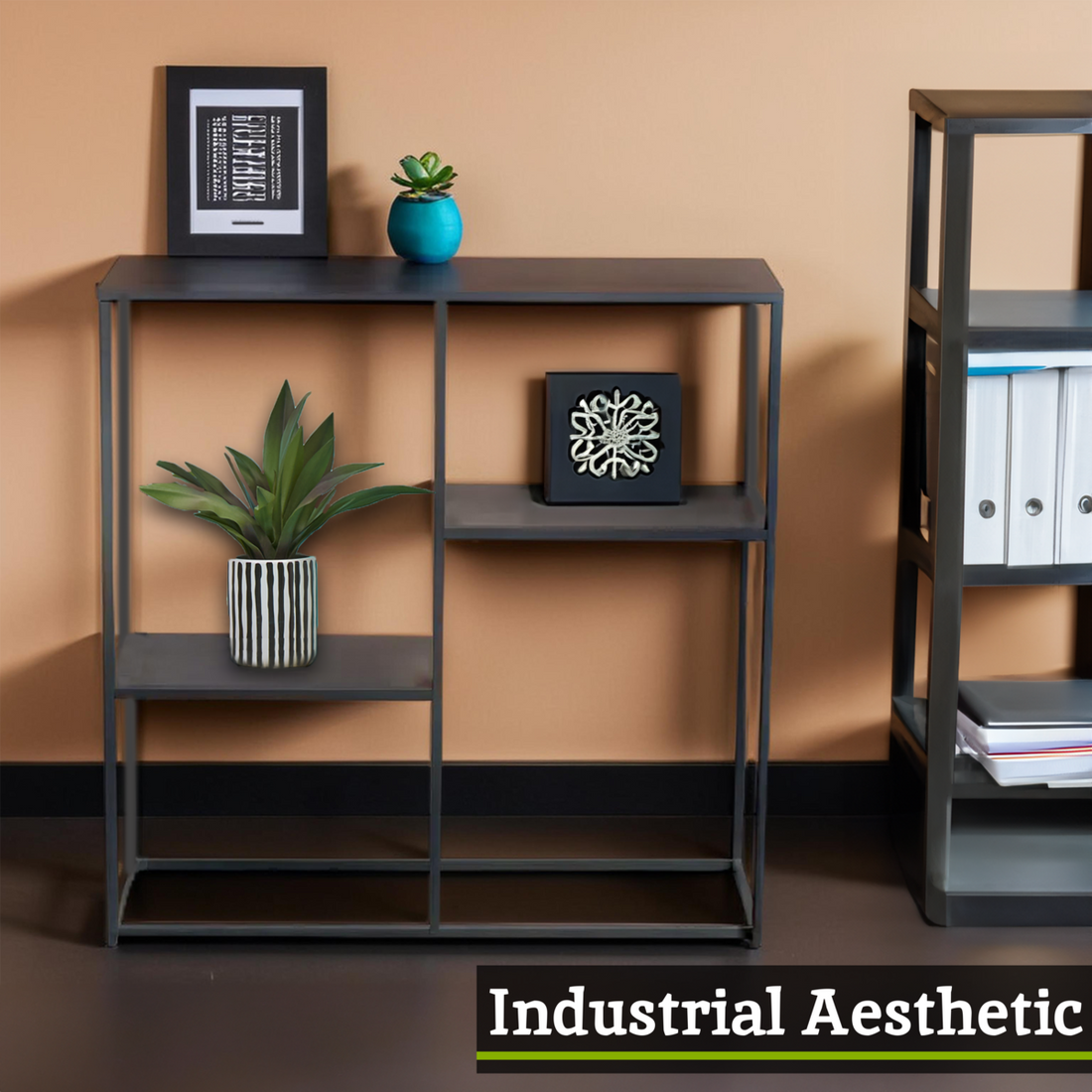Acero Grey Metal Three Tier Shelf Unit
