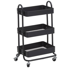 Acero Three Tier Black Metal Trolley