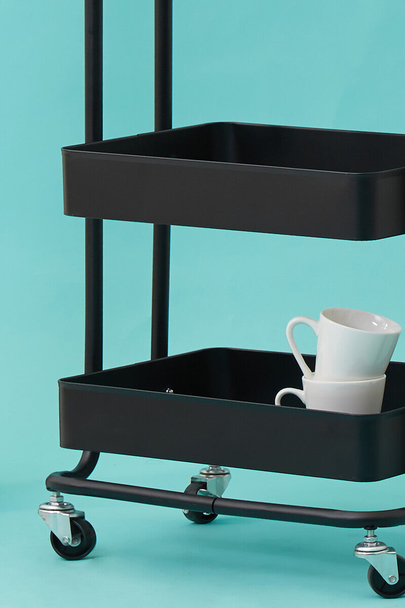 Acero Three Tier Black Metal Trolley - Image 7