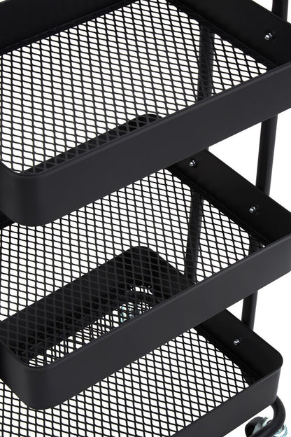 Acero Three Tier Black Metal Trolley