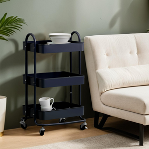 Acero Black Metal Three Tier Trolley