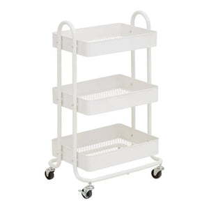 Acero Three Tier White Metal Trolley