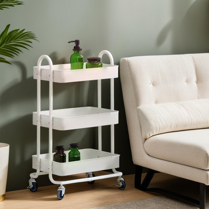 Acero Three Tier White Metal Trolley
