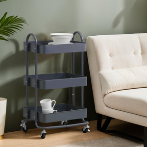 Acero Three Tier Grey Metal Trolley