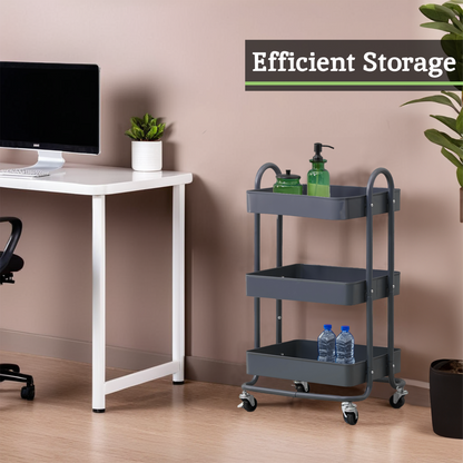 Acero Three Tier Grey Metal Trolley