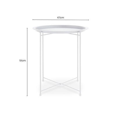 White Powder Coated Metal Round Side Table with Intersecting Cross Base, Acero | Acero