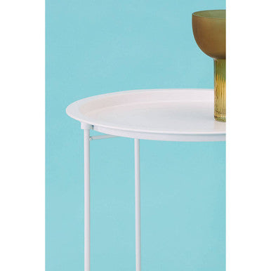Acero White Metal Round Side Table
