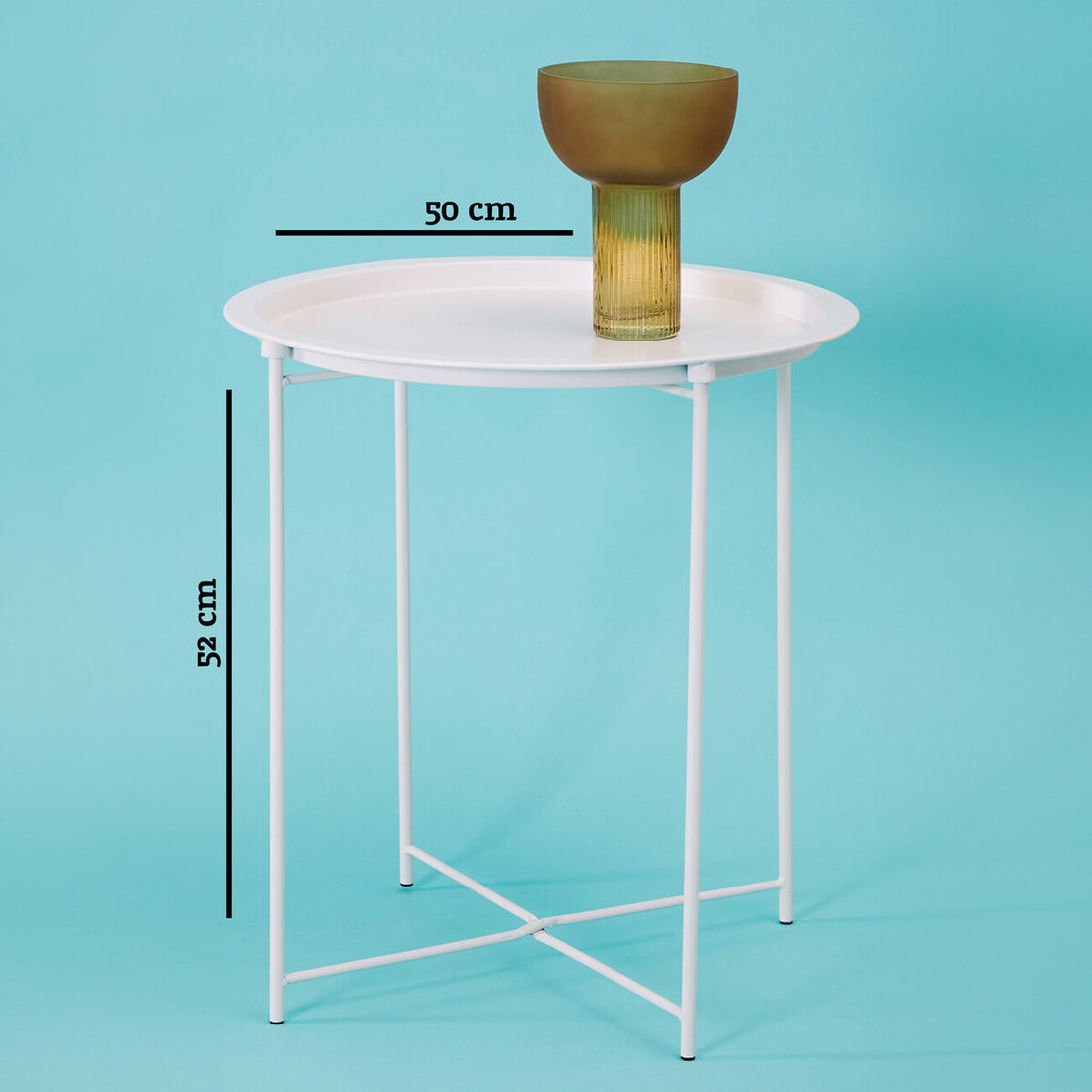 Acero White Metal Round Side Table