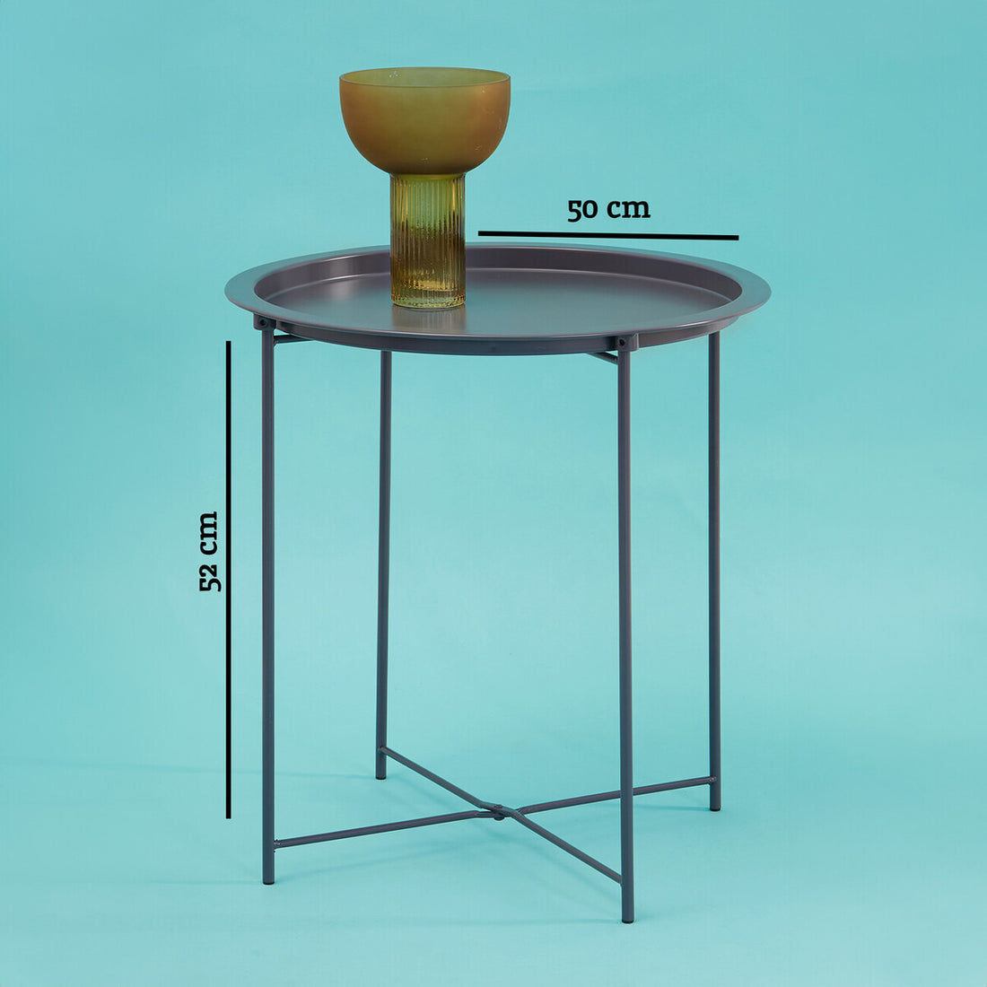 Acero Grey Metal Round Side Table