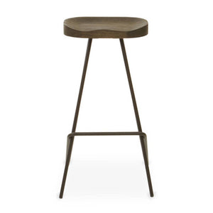District Wooden Top Bar Stool With Metal Legs