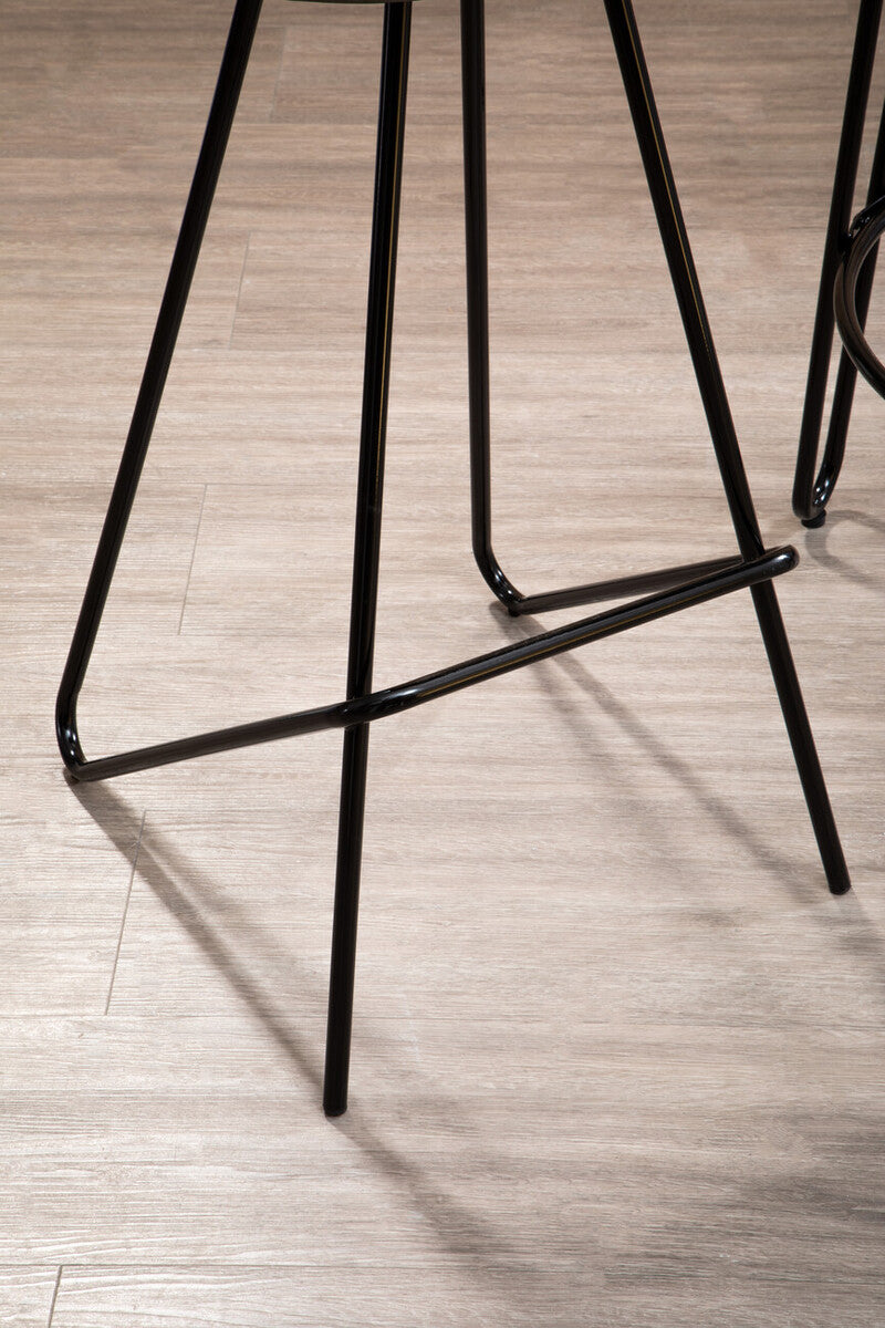District Wooden Top Bar Stool With Metal Legs