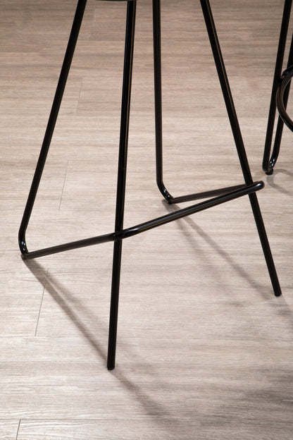 District Wooden Top Bar Stool With Metal Legs