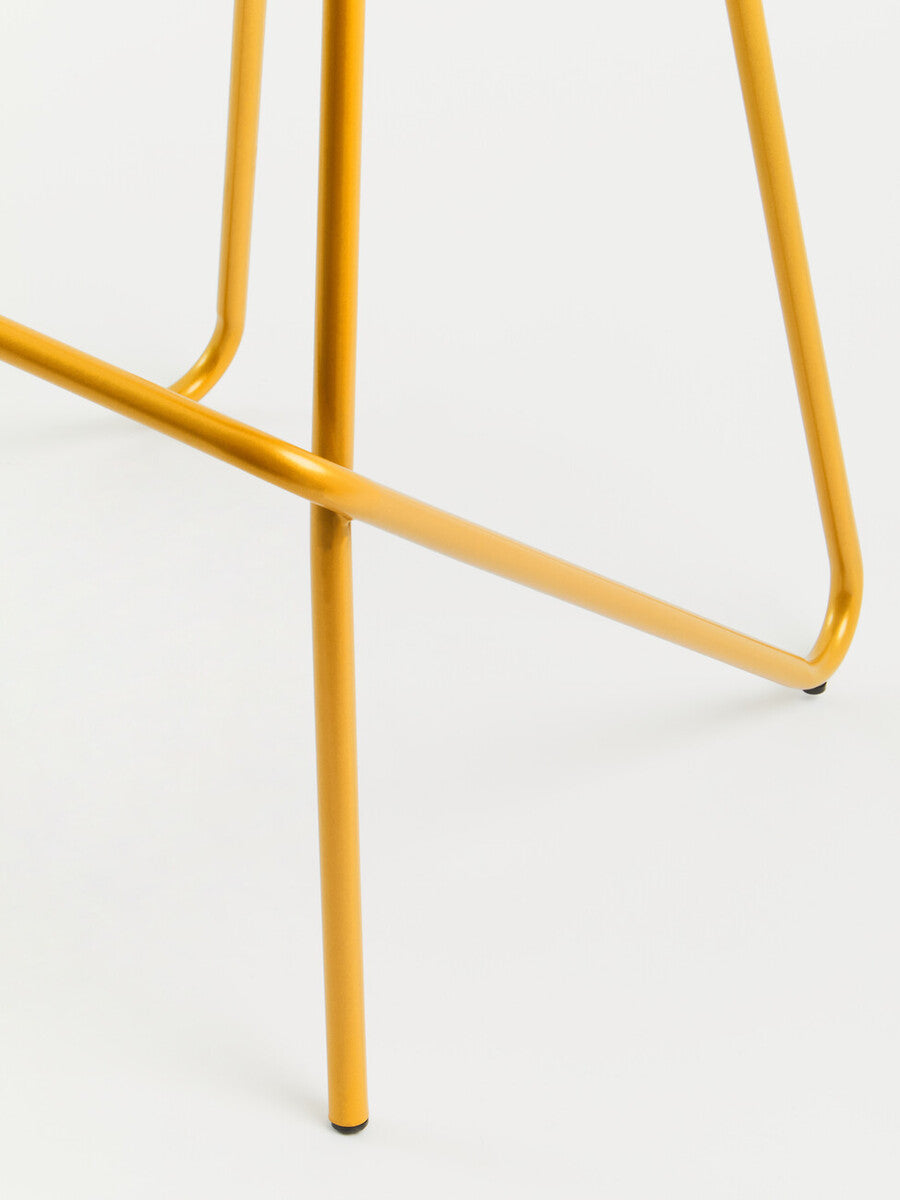 District Elm Wood Bar Stool With Metal Legs