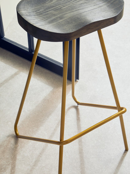 Elm Wood Bar Stool with Metal Legs | District