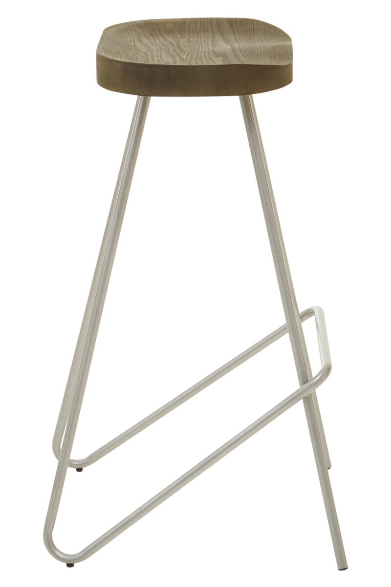 District Silver Metal Frame Bar Stool