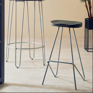 District Silver Metal Frame Bar Stool