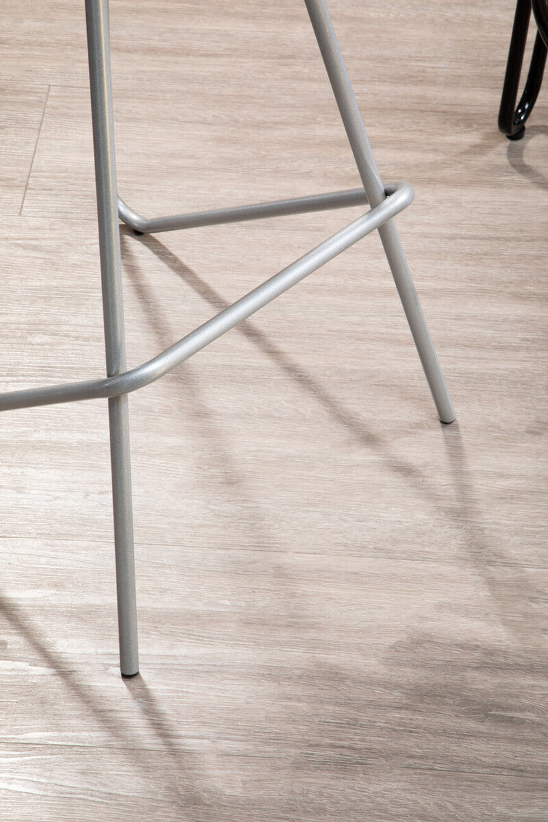 District Silver Metal Frame Bar Stool