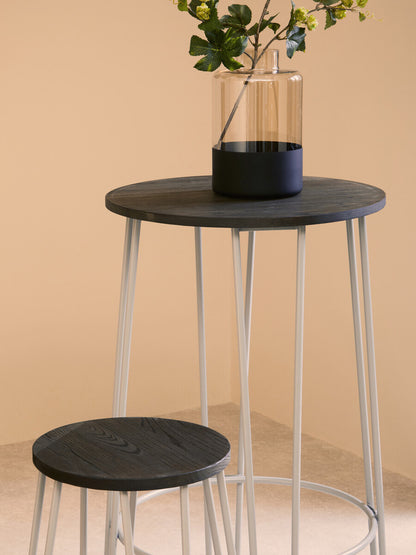 District 3Pc Elm Wood Bar Table And Stool Set