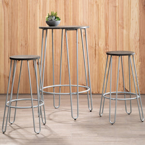 District 3 Piece Elm Wood Bar Table And Stool Set