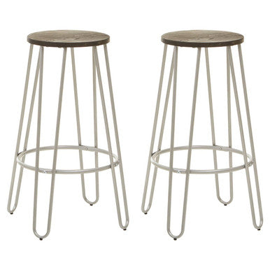 District 3Pc Silver Frame Bar Table Stool Set