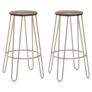 District 3Pc Silver Frame Bar Table Stool Set