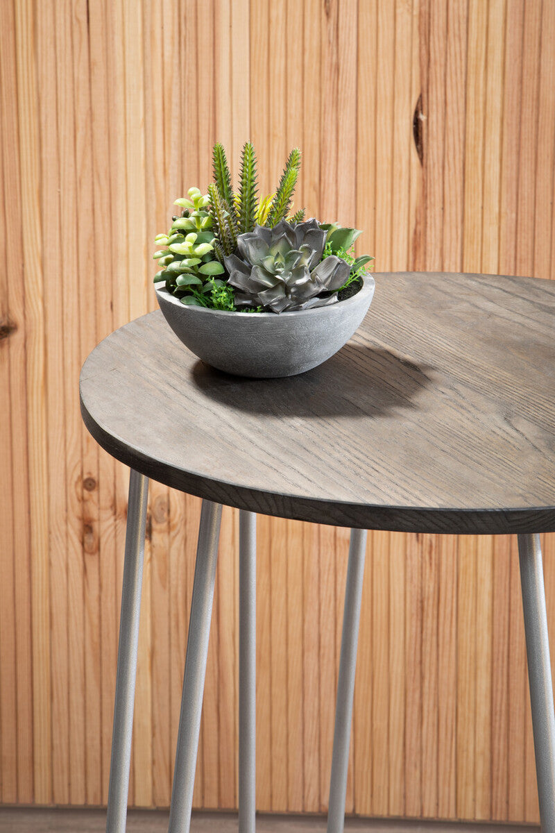 District 3 Piece Silver Frame Bar Table Stool Set