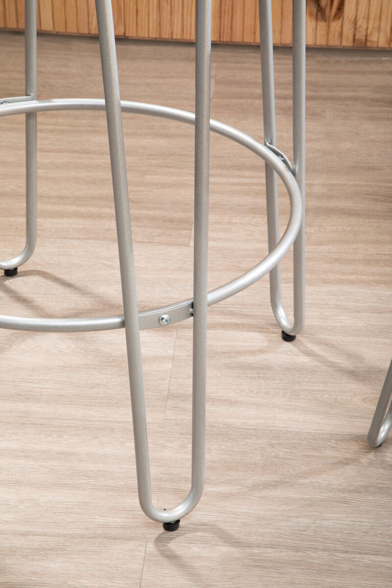 District 3 Piece Silver Frame Bar Table Stool Set