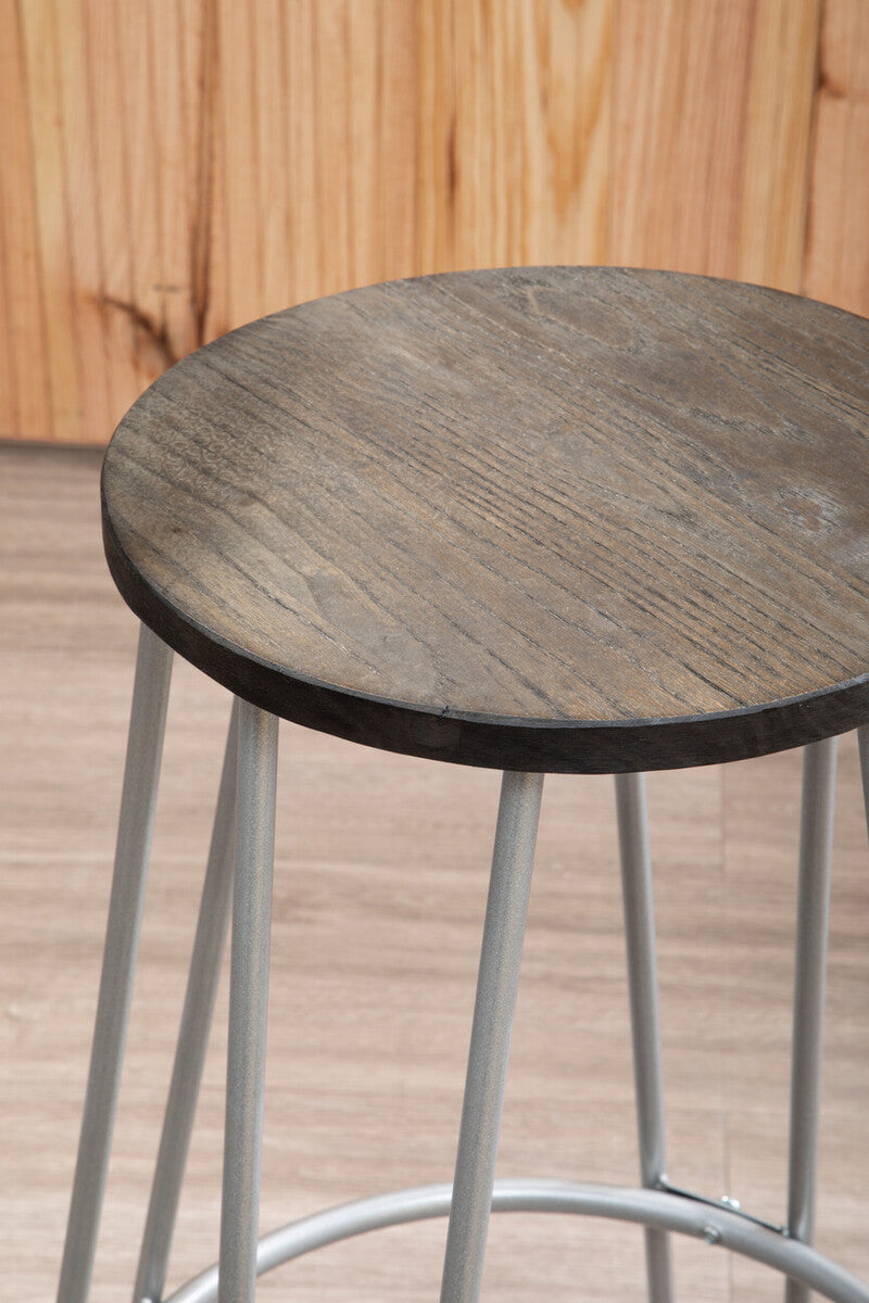 District 3 Piece Silver Frame Bar Table Stool Set