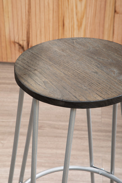 District 3 Piece Silver Frame Bar Table Stool Set