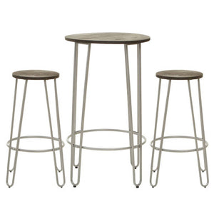 District 3Pc Silver Frame Bar Table Stool Set