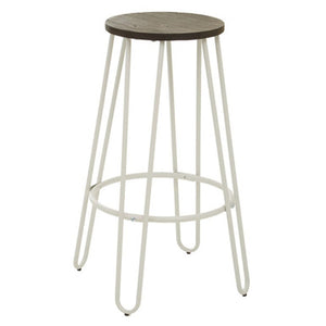 District White Finish Metal Frame Bar Stool