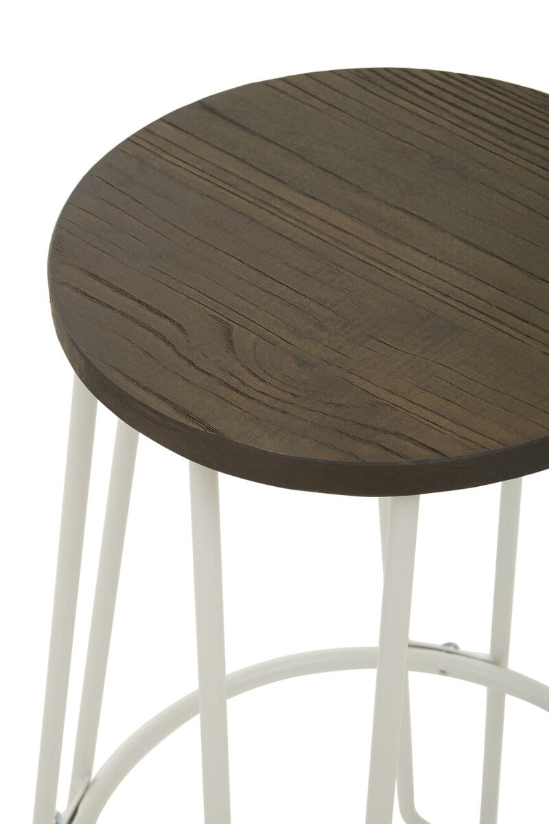 District White Finish Metal Frame Bar Stool