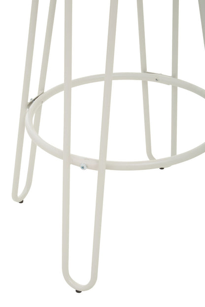 District White Finish Metal Frame Bar Stool