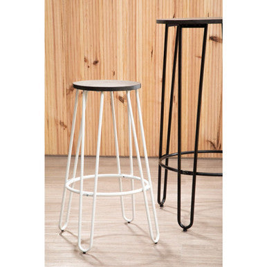 District White Finish Metal Frame Bar Stool